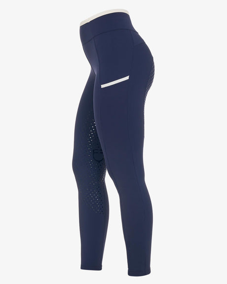 Women's leggings with perforated decorations - NAVY BLAZER