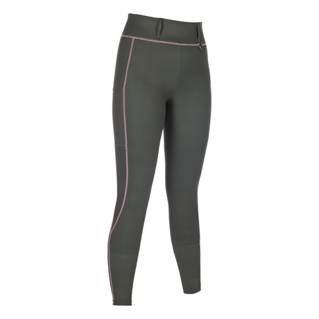 HKM Ladies Silicone Full Seat Riding Tights -Juna- #colour_grey-green