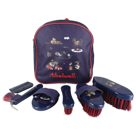 Hy Equestrian Thelwell Collection Practice Makes Perfect Complete Grooming Kit Rucksack #colour_navy-red