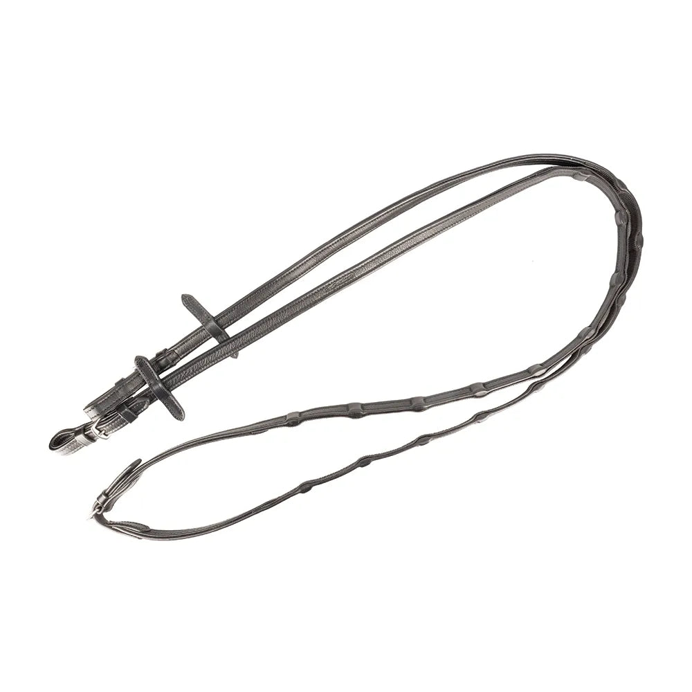 ProPresicce Continentale Soft Grip Leather Reins by Hy Equestrian #colour_black