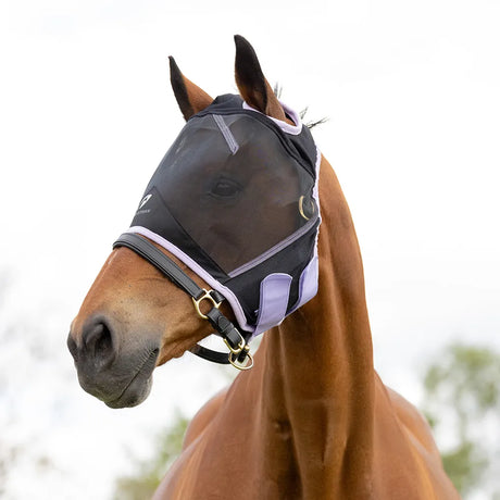 Hy Equestrian Mesh Half Mask Without Ears #colour_black-lilac