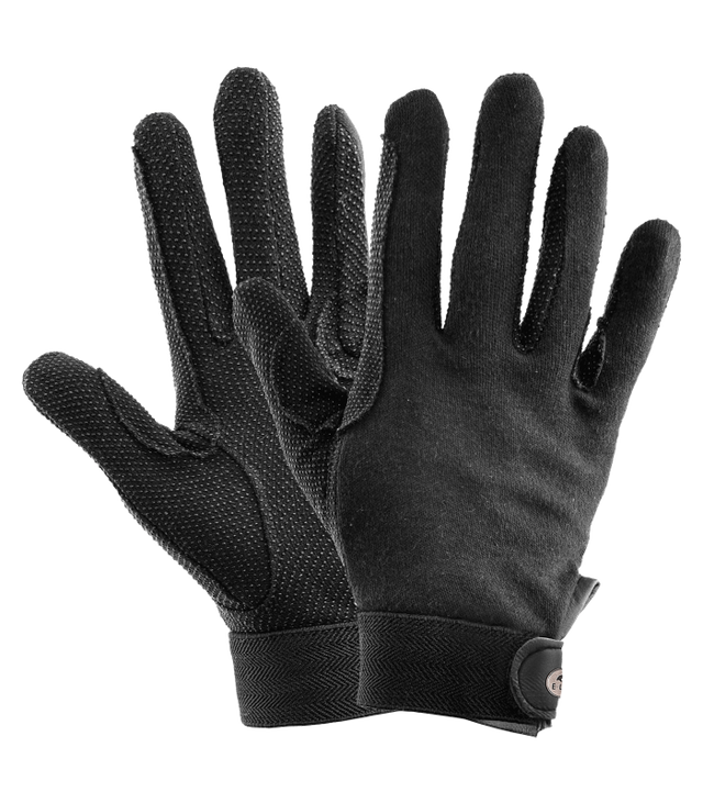 E.L.T Picot Adult Knit-Cotton Gloves #colour_black