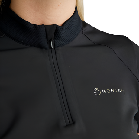 Montar MoZira Refined Shortsleeved Quarter Zip Polo #colour_black