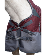 HKM 600D 200g High Neck Turnout Rug -Yukon- #colour_dark-red-grey