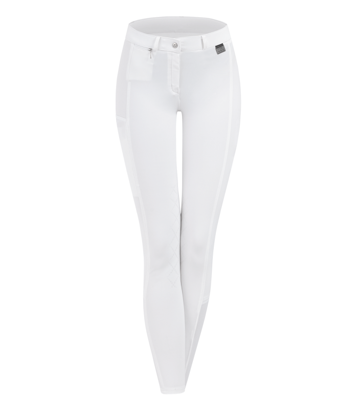 E.L.T Micro Ladies Knee Silicone Riding Breeches #colour_white