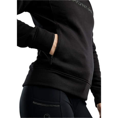 Montar MoNaja High Collar Sweatshirt with Gun Metal Crystal Logo #colour_black