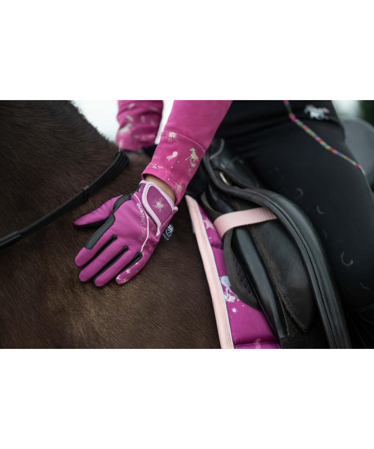 HKM Children's Riding Gloves -Polly- #colour_magenta