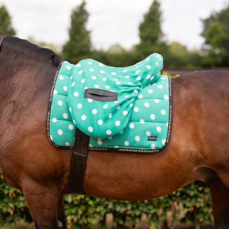 Supreme Products Ride on Dotty Fleece Saddle Cover #colour_gorgeous-green