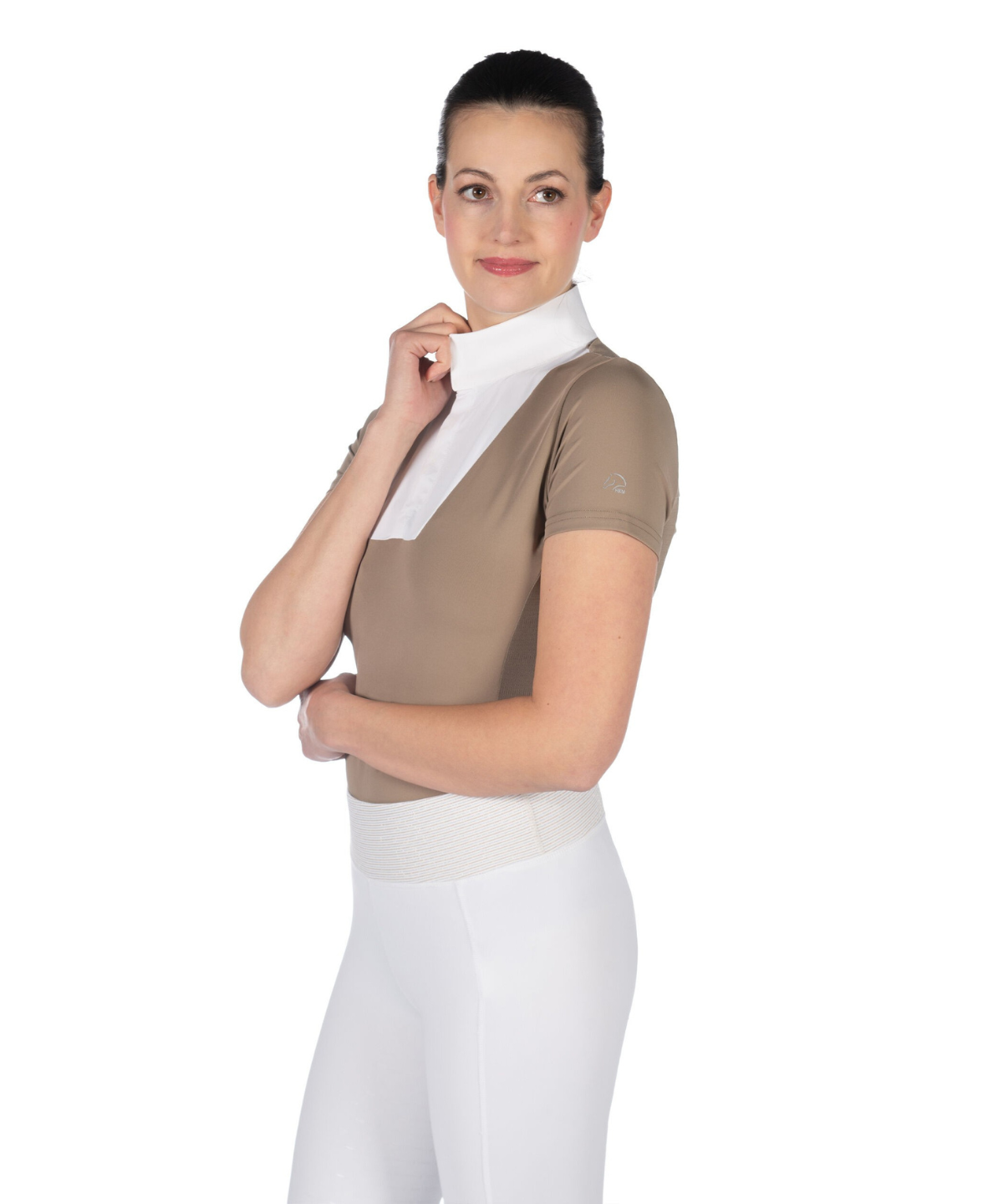 HKM Women's Short Sleeve Competition Shirt -Virginia- #colour_taupe