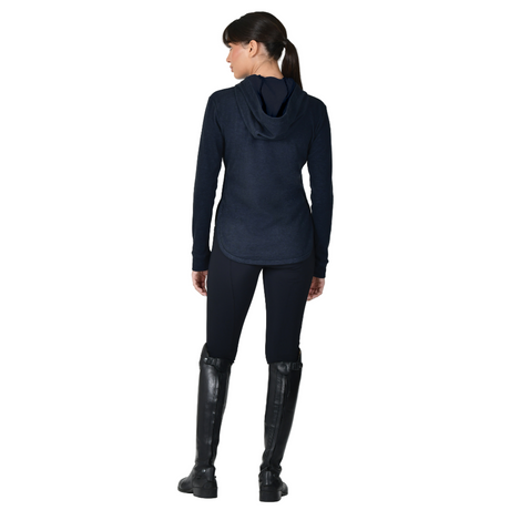 Weatherbeeta Ladies London Layer Long Sleeve Top With Hood #colour_dark-navy-marle