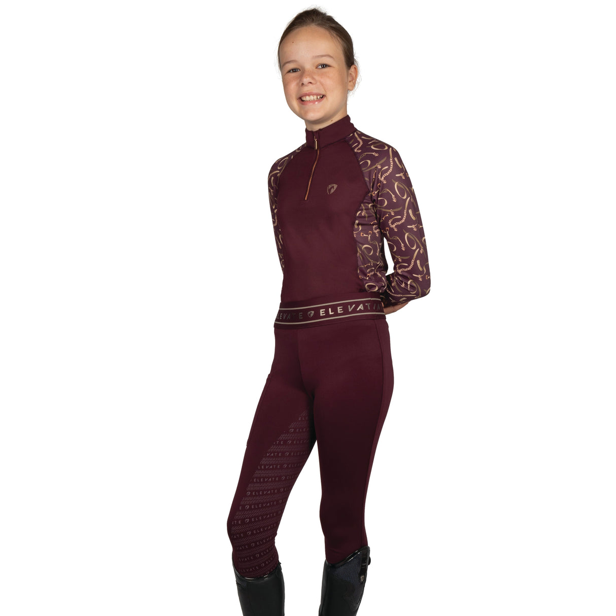 Hy Equestrian Elevate Allure Mizs Riding Tights #colour_berry-rose-gold