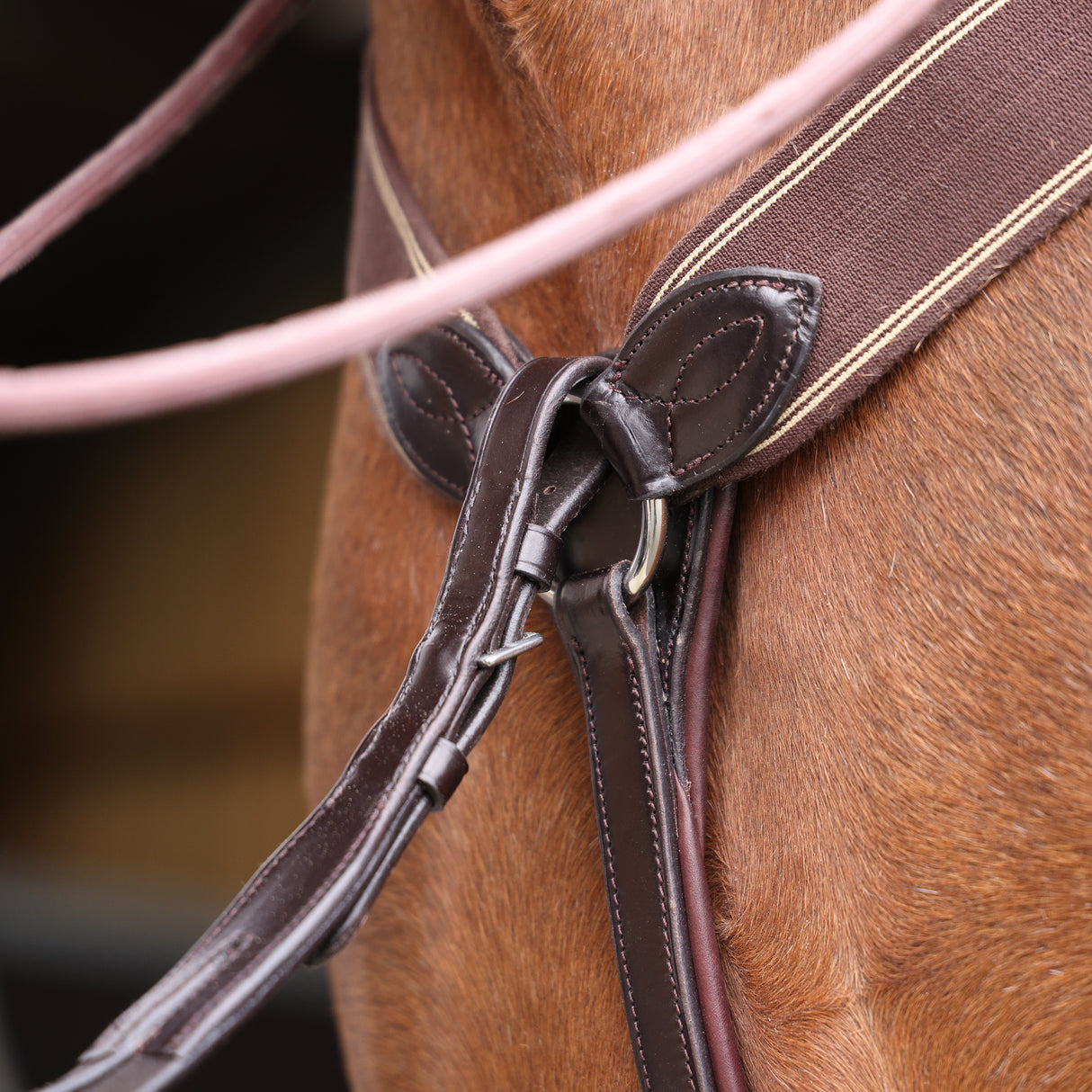 Shires Lusso Three Point Elastic Breastplate #colour_brown