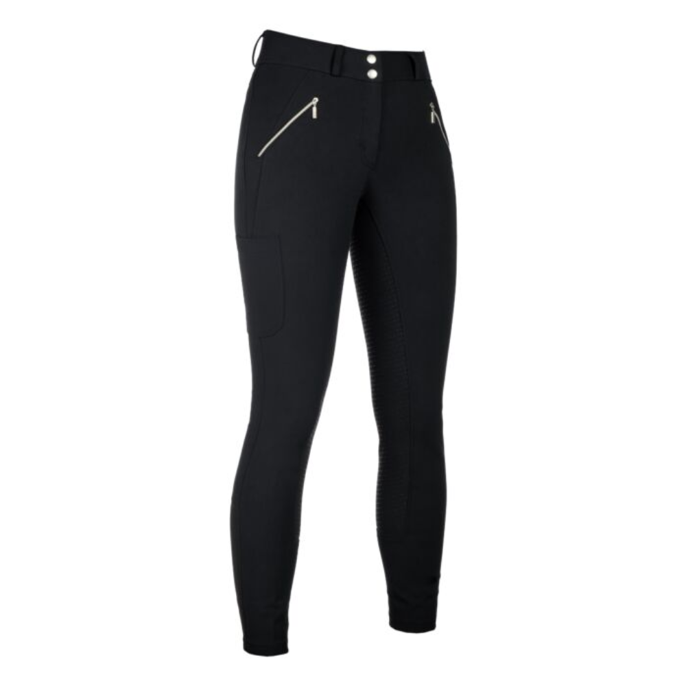 HKM Children's Silicone Full Seat Riding Breeches -Lia High Waist- #colour_black