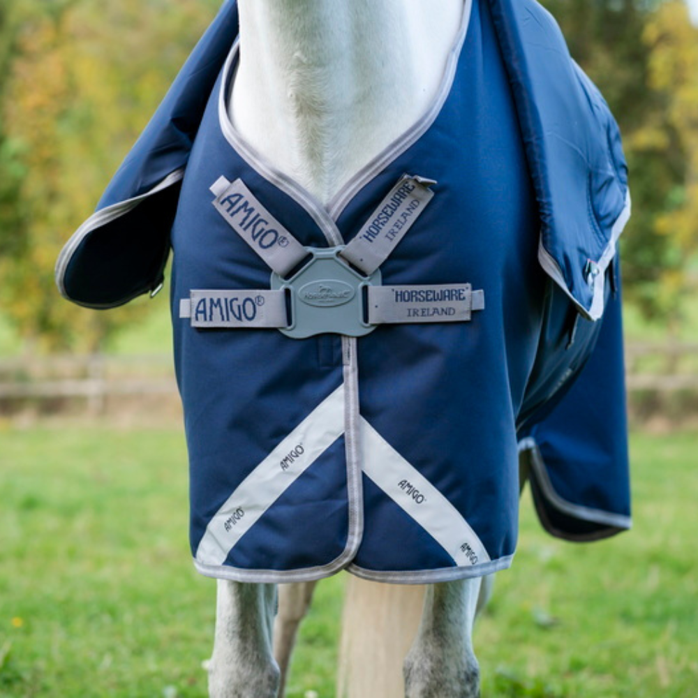 Horseware Ireland Amigo 1200D FieldSafe Plus 250g Turnout Rug Turnout Rug #colour_navy-titanium-grey-silver