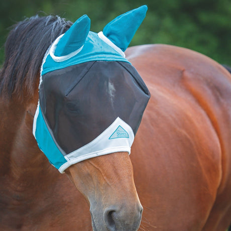 Shires FlyGuard Pro Fine Mesh Fly Mask With Ears #colour_teal