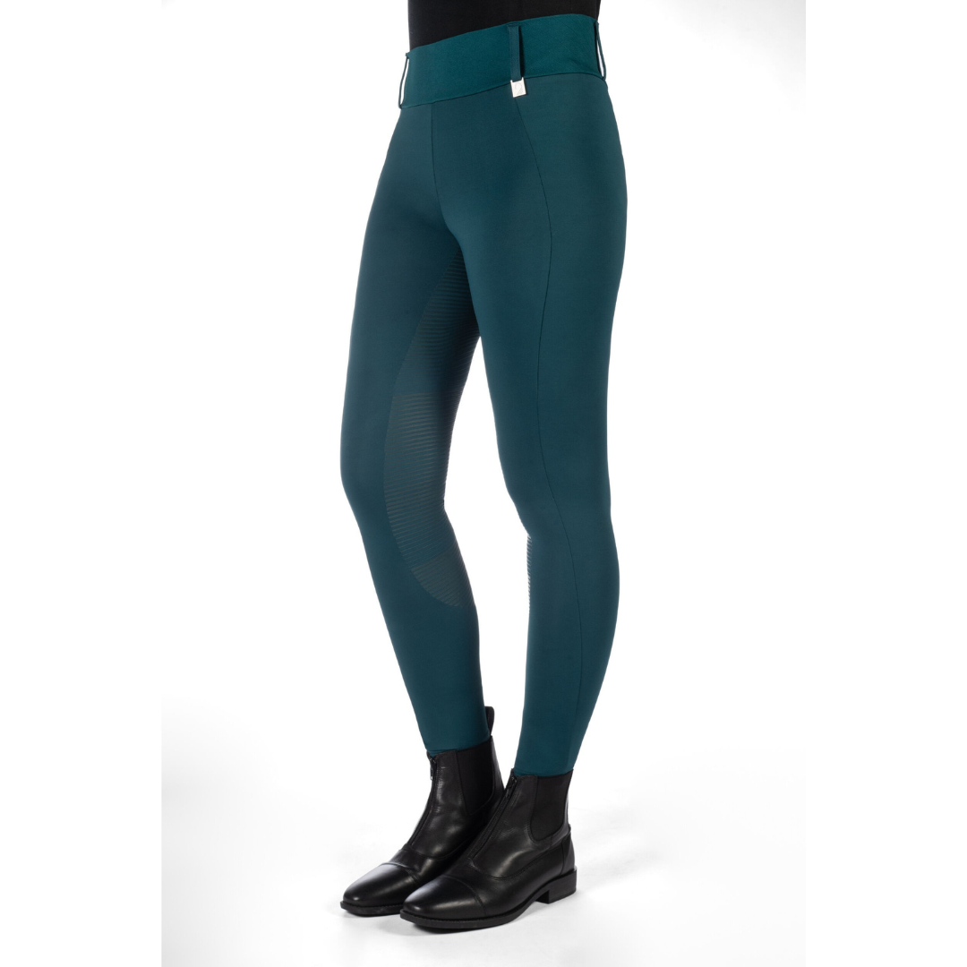 HKM Women's Silicone Full Seat Riding Tights -Livigno- #colour_deep-green