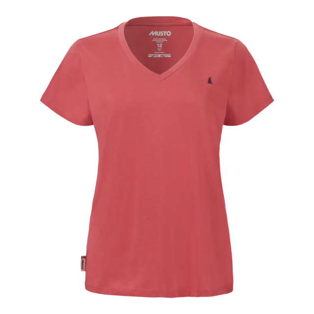 Musto Women's Original V Neck Short Sleeved T-Shirt #colour_sweet-raspberry