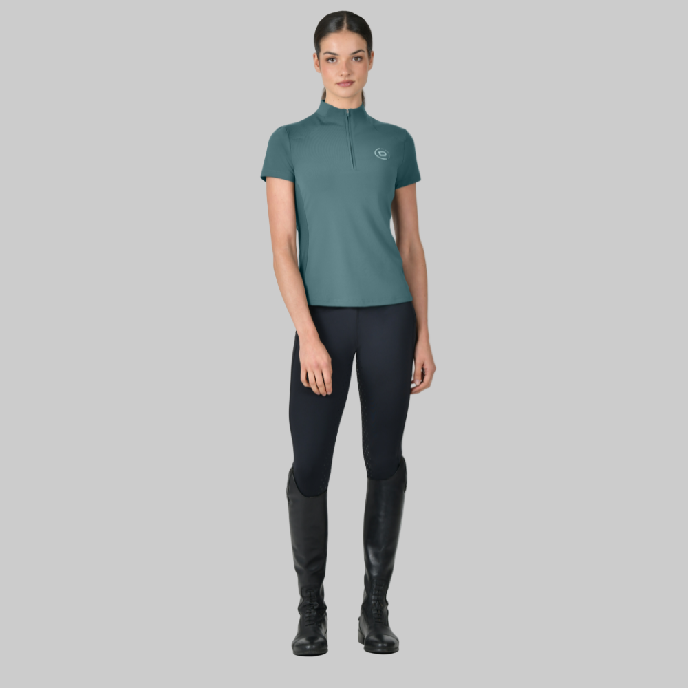 Dublin Ladies 1/4 Zip Breathable Short Sleeve Top #colour_washed-teal