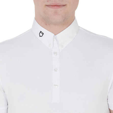 Equestro Men's Competition Polo Shirt In Breathable Technical Fabric #colour_white