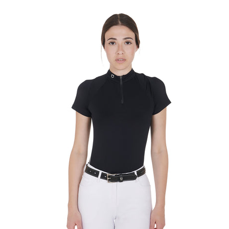 Equestro Leather Belt With Handcrafted Embroidery #colour_black