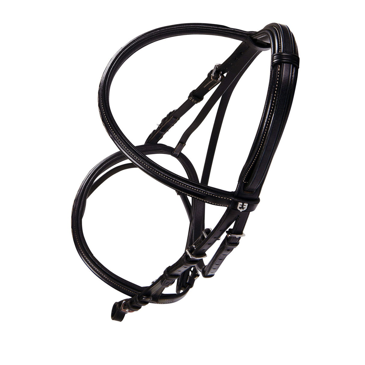 Equestro Leather English Bridle With Embroideries #colour_brown