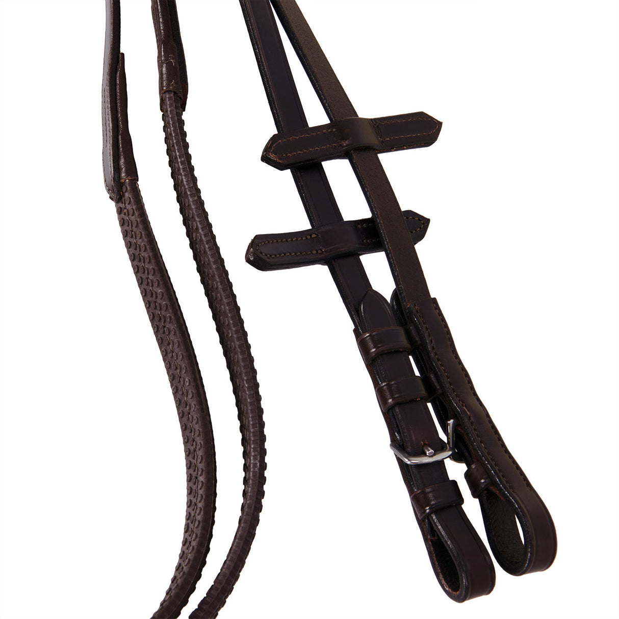 Equestro Leather English Bridle With Embroideries #colour_brown