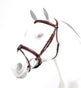 Equipe Rolled Browband Brass Fittings Flash Bridle #colour_brown
