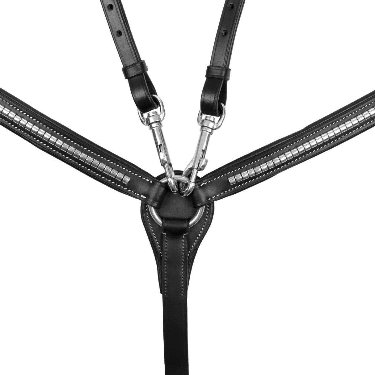 Tanned leather fork breastplate with silver clincher