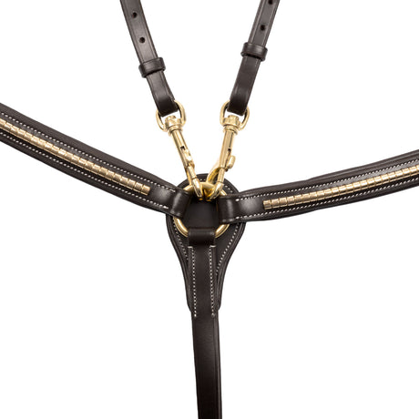 Tanned leather fork breastplate with brass clincher