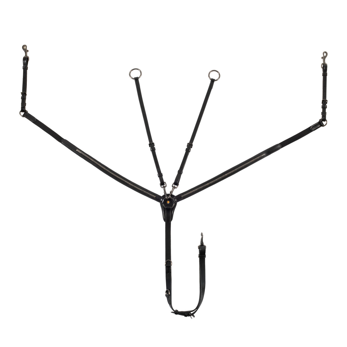 Tanned leather fork breastplate with black clincher