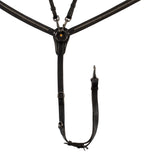 Tanned leather fork breastplate with black clincher