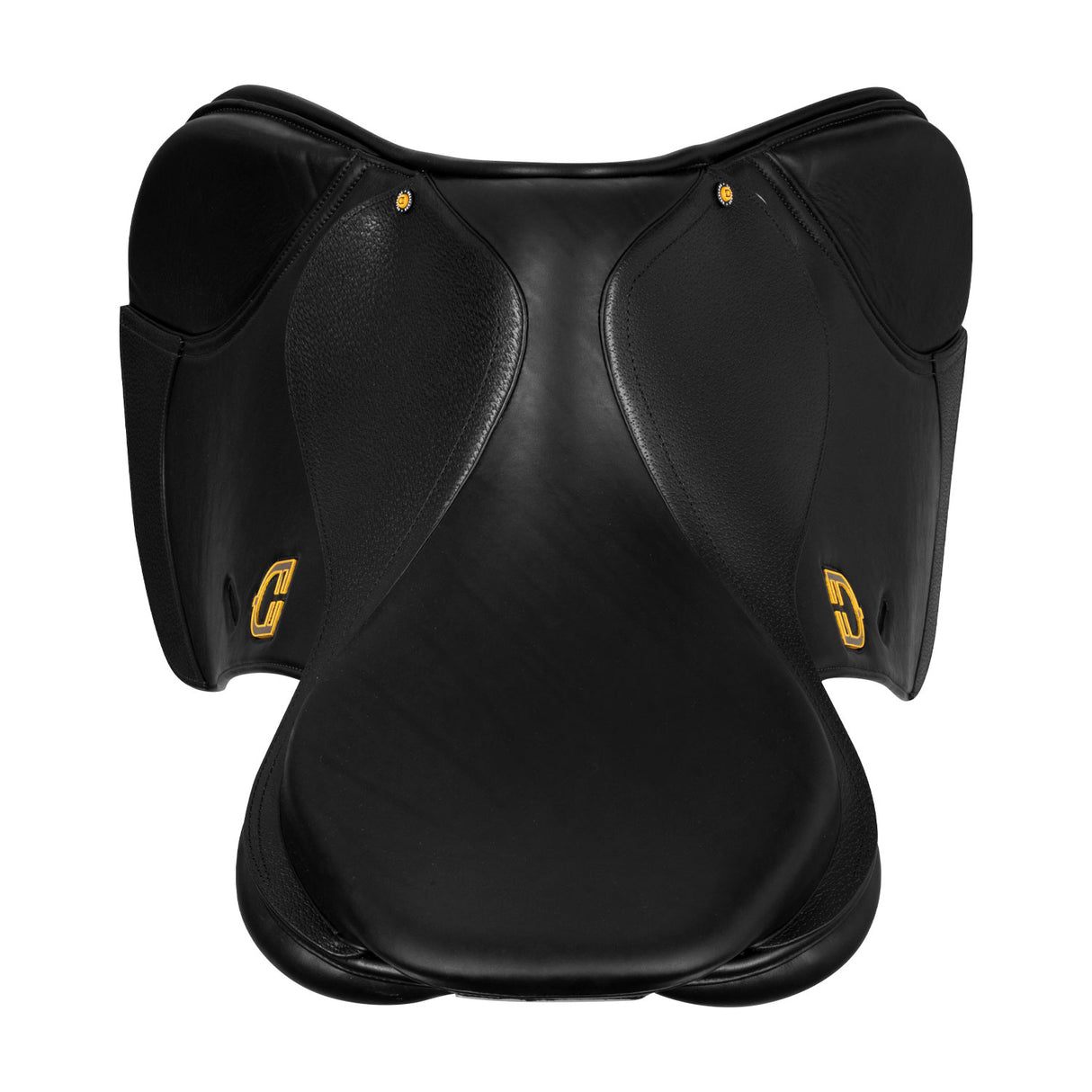 Equestro Earth Jumping Saddle In Double Leather With Embossed Logo #colour_black