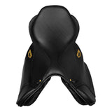 Equestro Earth Jumping Saddle In Double Leather With Embossed Logo #colour_black