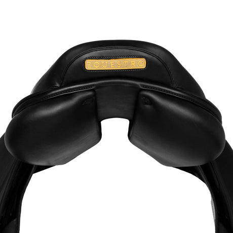 Equestro Earth Jumping Saddle In Double Leather With Embossed Logo #colour_black