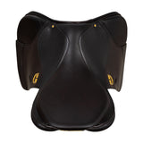 Equestro Earth Jumping Saddle In Double Leather With Embossed Logo #colour_brown