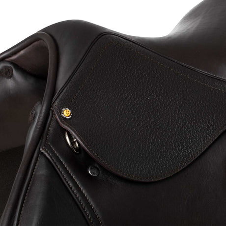 Equestro Earth Jumping Saddle In Double Leather With Embossed Logo #colour_brown
