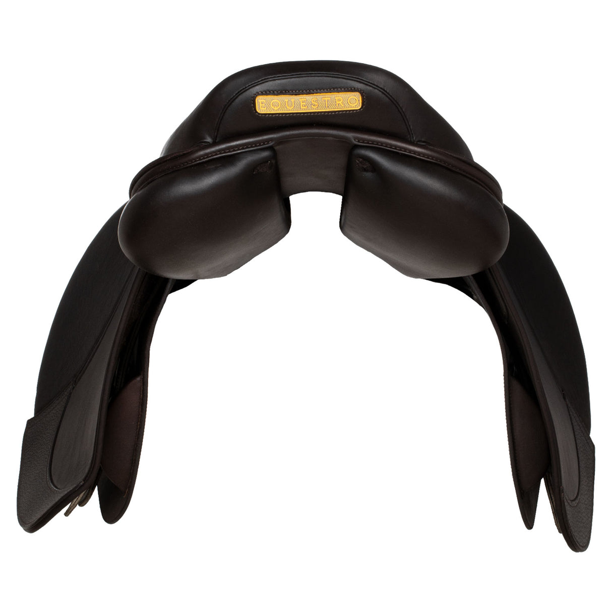 Equestro Earth Jumping Saddle In Double Leather With Embossed Logo #colour_brown