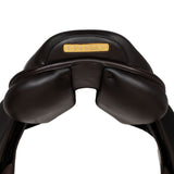 Equestro Earth Jumping Saddle In Double Leather With Embossed Logo #colour_brown