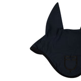 Perforated fabric fly veil with logo