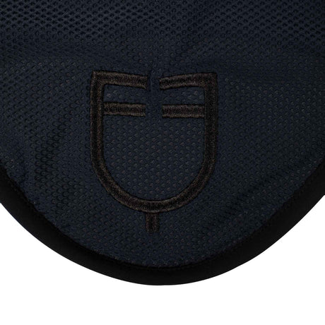 Perforated fabric fly veil with logo