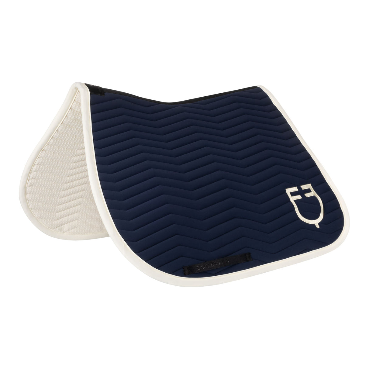 Equestro Wave Quilting Jumping Saddle Pad In Technical Fabric #colour_blue-white