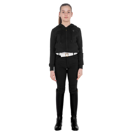 Equestro Girls' Cropped Hoodie #colour_black