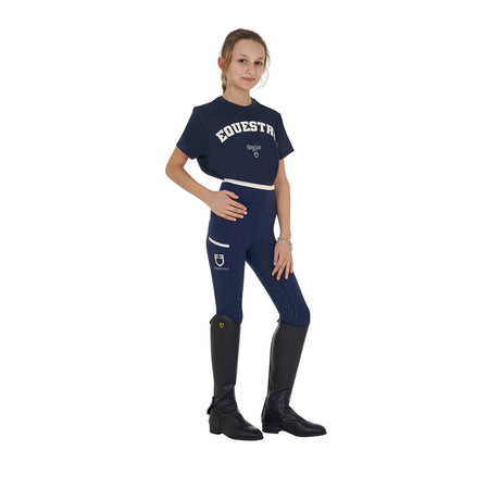 Equestro Girls' Horse Club Cotton T-Shirt #colour_blue