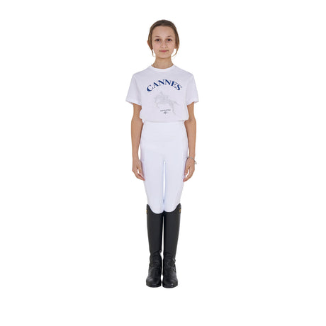 Equestro Girls' Cannes Cotton T-Shirt With Rhinestones #colour_white