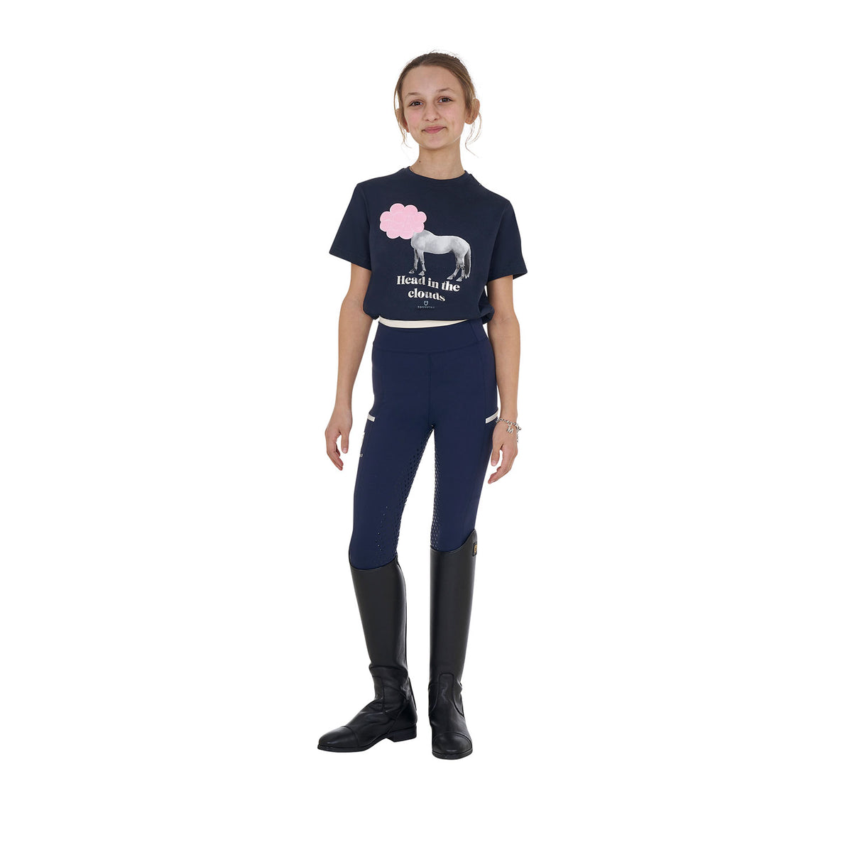 Equestro Girls' Head In The Clouds Cotton T-Shirt #colour_blue