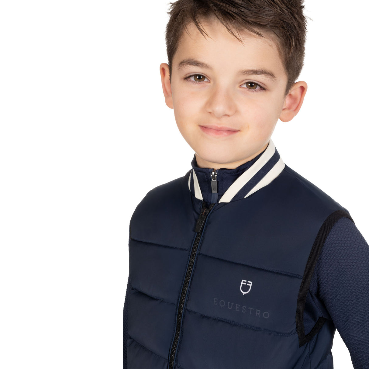 Boys' technical vest with knit collar