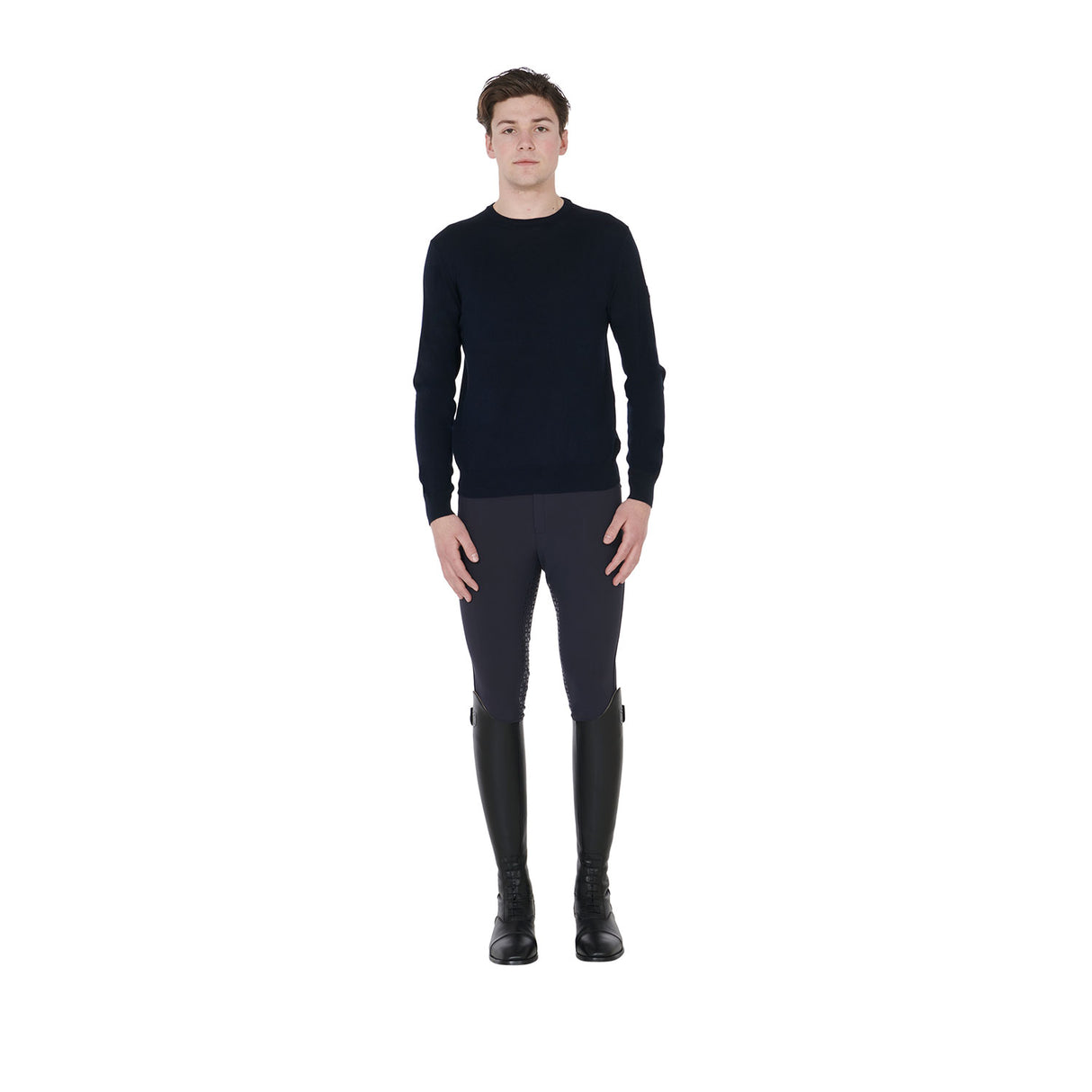Equestro Men's Crewneck Sweater In Merino Wool #colour_blue