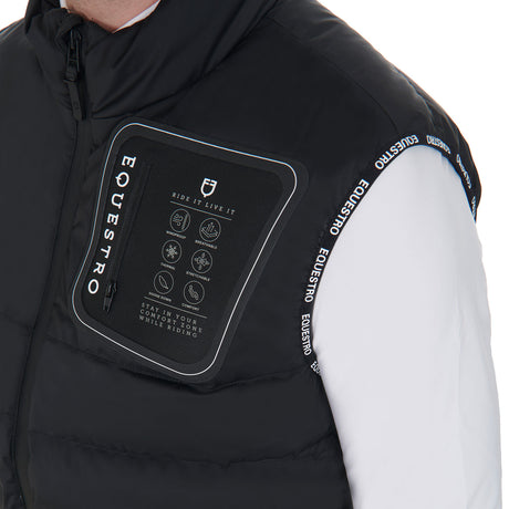 Equestro Men's Stretch Fabric Vest Silicone Patch #colour_black