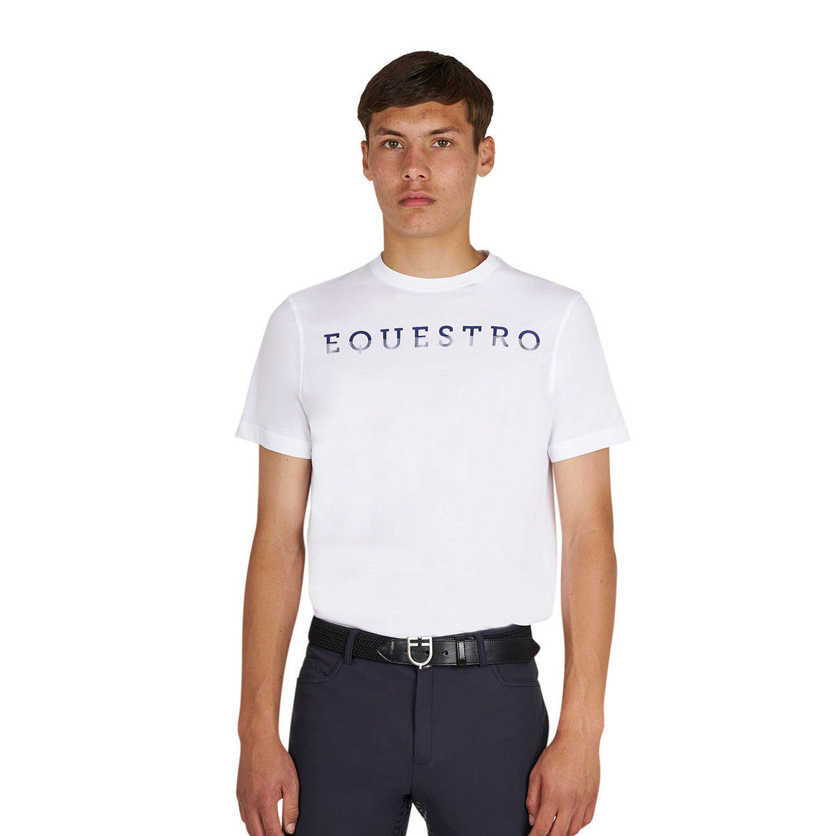 Men's basic T-shirt with chest lettering