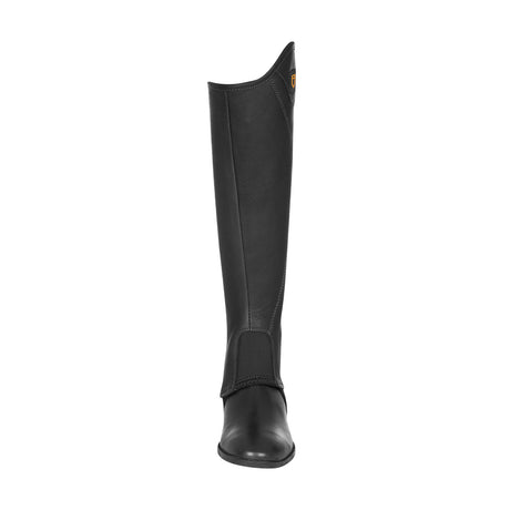 Equestro Unisex Short Leather Gaiters With Side Zip #colour_black